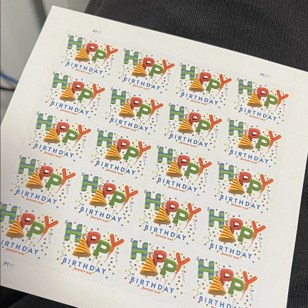 50 Books  'Happy Birthday' Postage Stamps - Colorful Party Design 1000 Pcs good